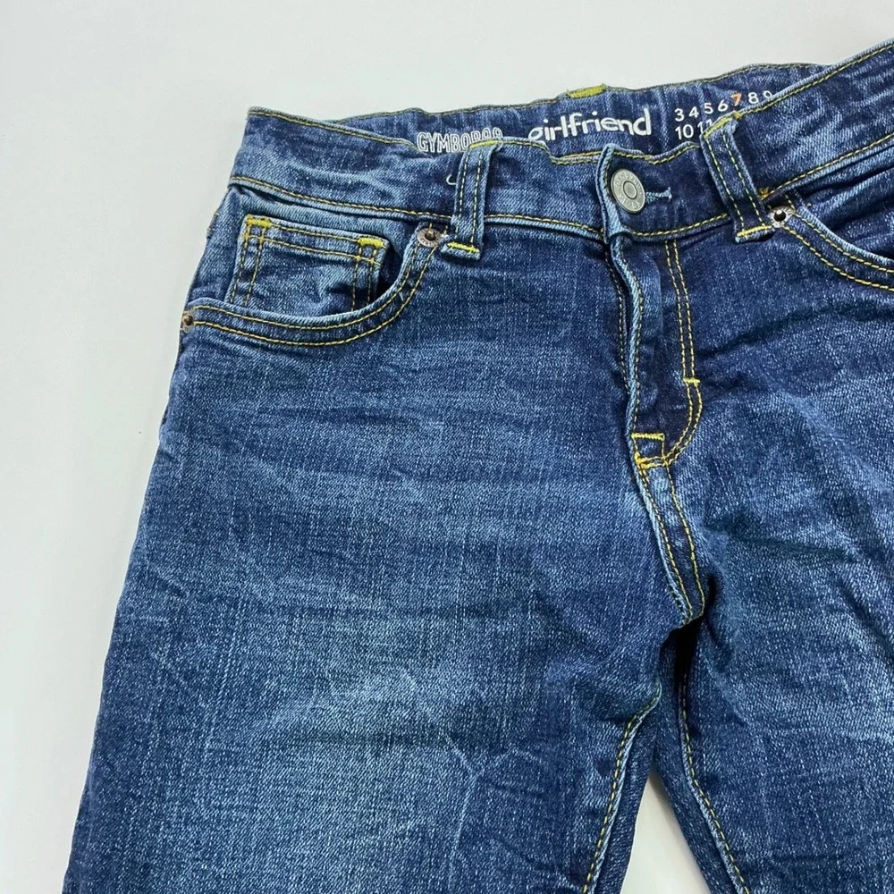 Gymboree Blue Girlfriend Jeans Kids Size 7 Adjustable Waist Dark Wash Stretch